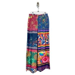 Anthropologie Farm Rio Magdalena Mixed Scarves Wide Leg Pants